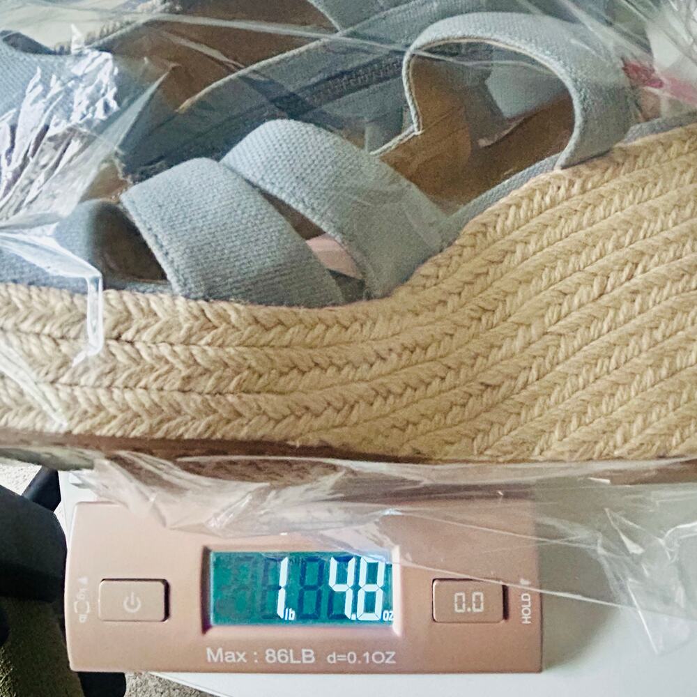 Michael Kors Berkley Espadrille Wedge Sandals 8.5M Blue Linen Zip Platform - Picture 15 of 17